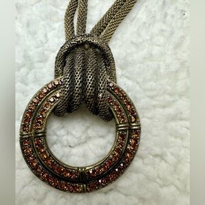 Coldwater Creek Elegant Gold and Bronze colored Rhinestone Pendant Necklace 18”